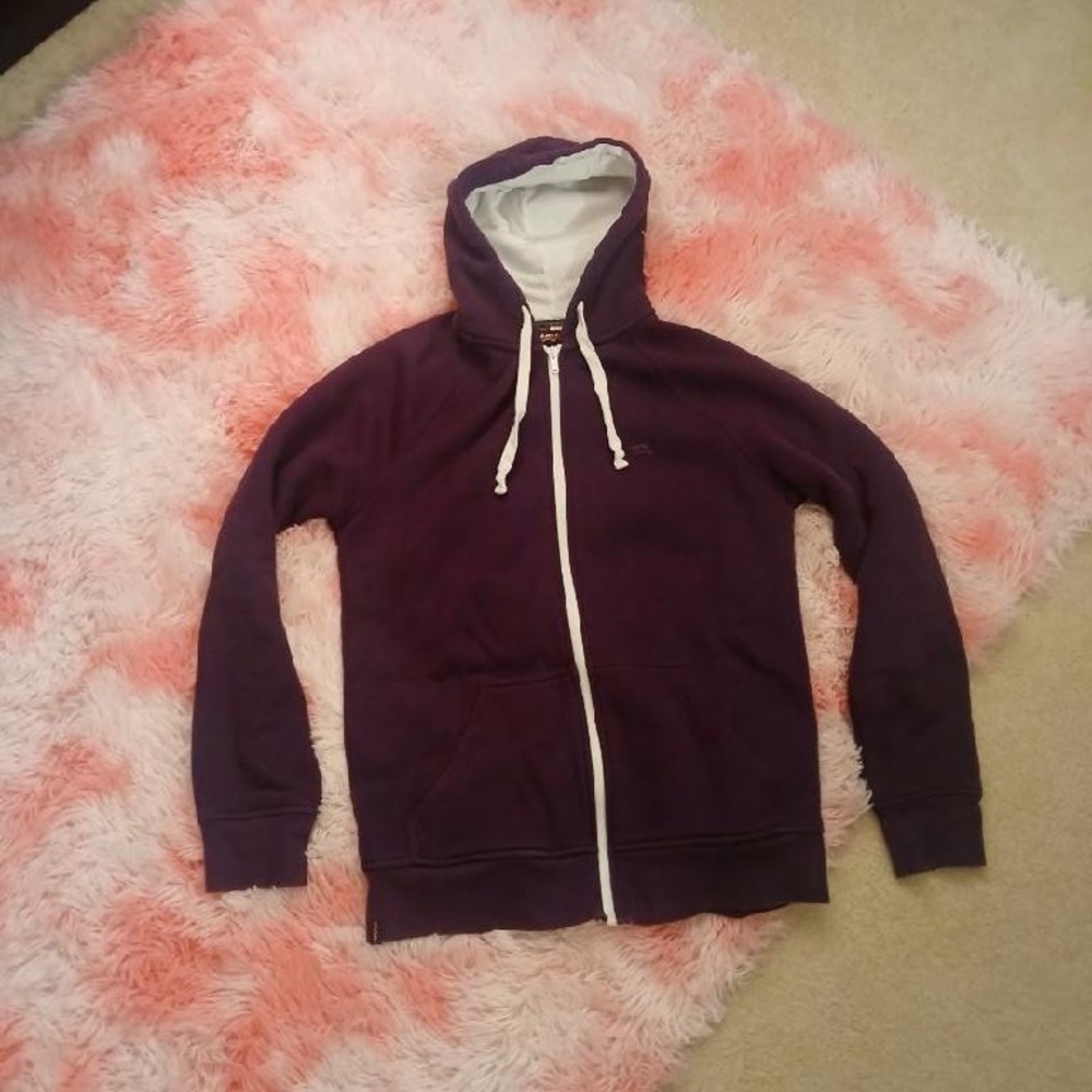 HAWKS Purple Zip-Up Hoodie with Contrasting White Lining in great condition